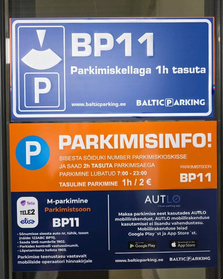 Sisestage sõiduki number parkimiskioskisse ja saad 2h tasuta parkimisaega